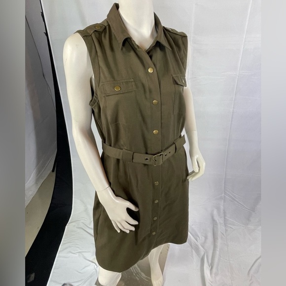Bananas Republic Army Green Belted Dress - Picture 1 of 6